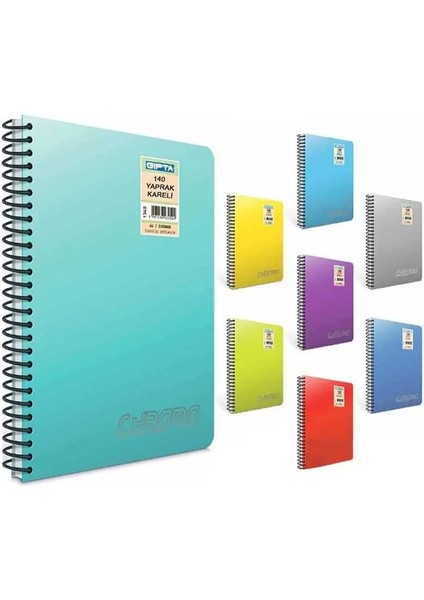 Chromo Double Metal Spiralli Kareli Defter A4 140 Yaprak