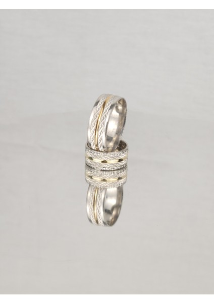 Sonsuzluk Tırtılı Ortası Su Yolu Yaldızlı 925 Ayar Gümüş Alyans, Nişan ve Söz Yüzüğü fiyatları