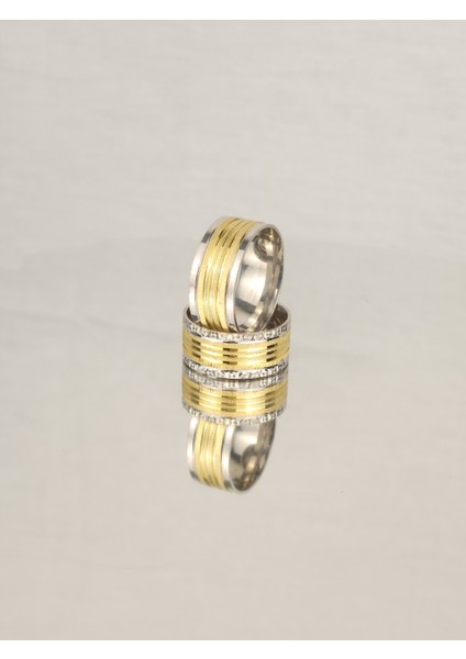 Üç Su Yolu Ortası Yaldızlı Normal Brose 925 Ayar Gümüş Alyans, Nişan ve Söz Yüzüğü fiyatları