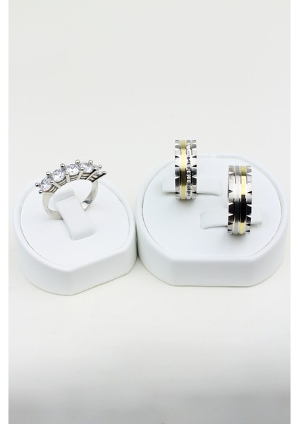 Düz Brose Ortası Yaldızlı Kenarı Çentikli 925 Ayar Gümüş Alyans, Nişan ve Söz Yüzüğü