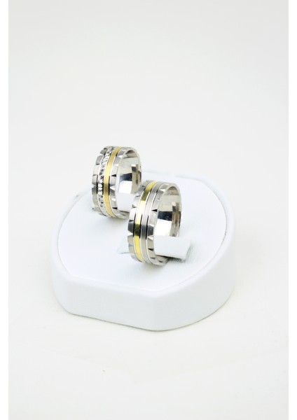 Düz Brose Ortası Yaldızlı Kenarı Çentikli 925 Ayar Gümüş Alyans, Nişan ve Söz Yüzüğü fiyatları