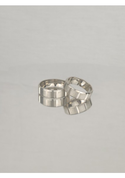 Erkek Düz Brose Kadın Kumlu Kenerı Pahlı 925 Ayar Gümüş Alyans, Nişan ve Söz Yüzüğü