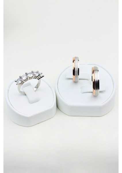 Erkek Düz Borse Kadın Kumlu Rose 925 Ayar Gümüş Alyans, Nişan ve Söz Yüzüğü