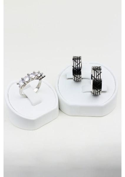 Inci Zarafeti Birleşimi 925 Ayar Gümüş Alyans, Nişan ve Söz Yüzüğü