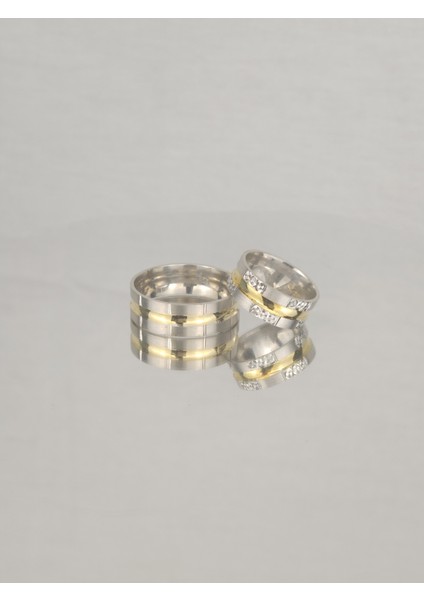 Ortası Kanal Yaldızlı Düz Brose 925 Ayar Gümüş Alyans, Nişan ve Söz Yüzüğü