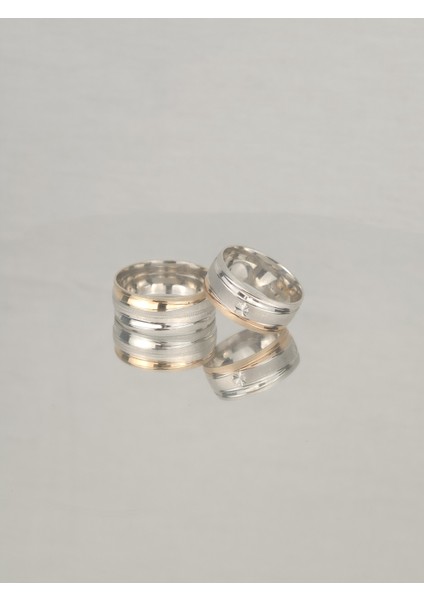 Iç Içe Su Yollu Rose Normal Brose 925 Ayar Gümüş Alyans, Nişan ve Söz Yüzüğü