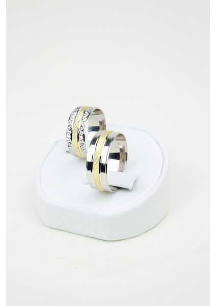 Yaldızlı Akordiyon Çift Su Yolu 925 Ayar Gümüş Alyans, Nişan ve Söz Yüzüğü fiyatları