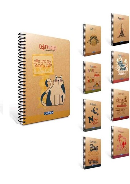 Kraft Spiralli Sert Kapak Defter A4 100 Yaprak Kareli