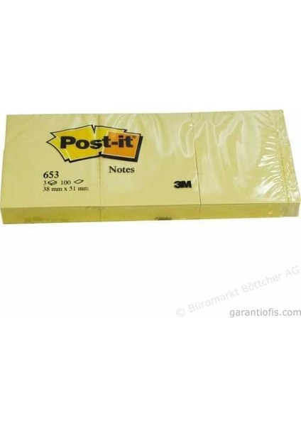 653 Yapışkanlı Not Kağıdı 38X51MM (3 Lü Blok 100 Yaprak)
