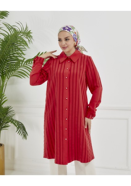 Gömlek Yaka Çizgili Tunik