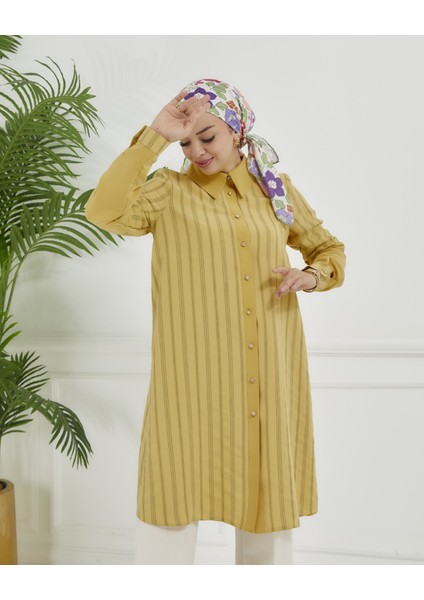 Gömlek Yaka Çizgili Tunik modelleri