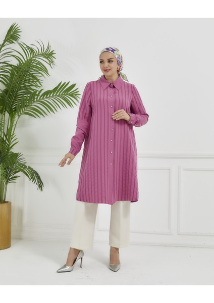 Gömlek Yaka Çizgili Tunik modelleri