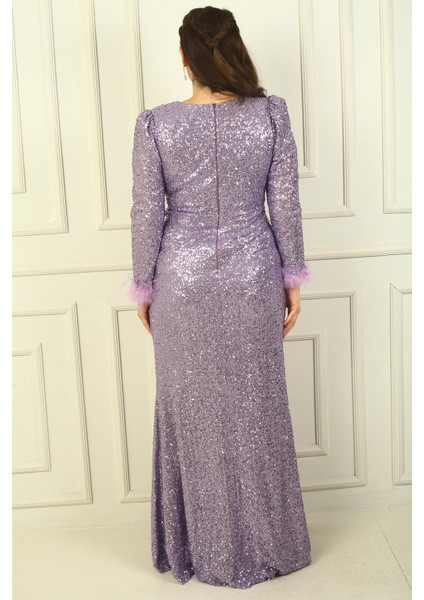 Önü Büzgülü V Yaka Kol Uçları Tüylü B.beden Elbise fırsatları