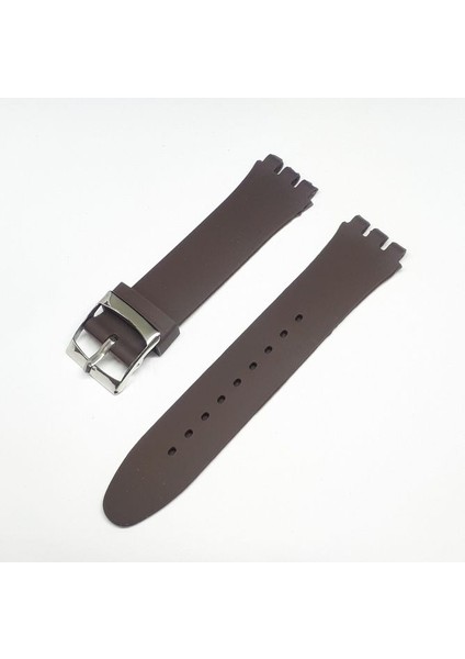 19MM Swatch Uyumlu Chrono Model Slikon Saat Kordonu - Kahve