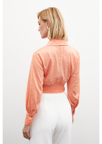 Yan Kuşaklı Saten Bluz - Somon indirimleri