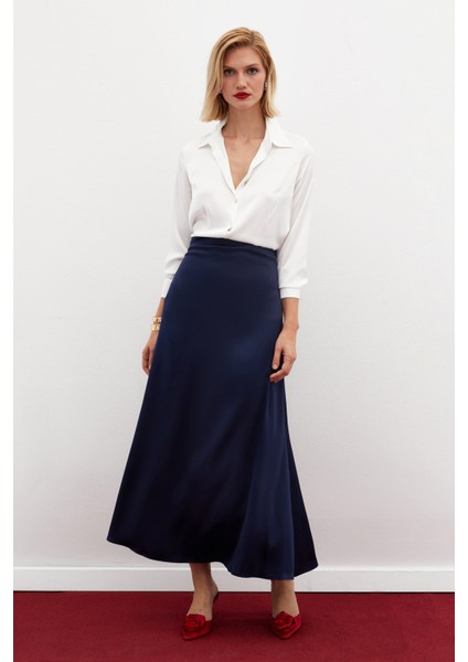 Uzun Saten Etek - Lacivert fiyatları