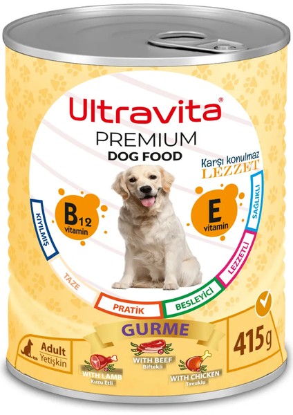 Premium Yüksek Proteinli Karışık Konserve Yaş Köpek Maması 415 gr 24 Adet modelleri