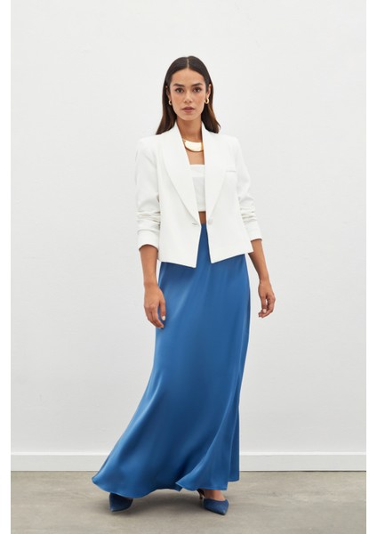 Uzun Saten Etek - Indigo