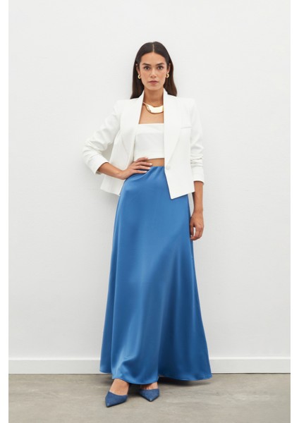 Uzun Saten Etek - Indigo fiyatları