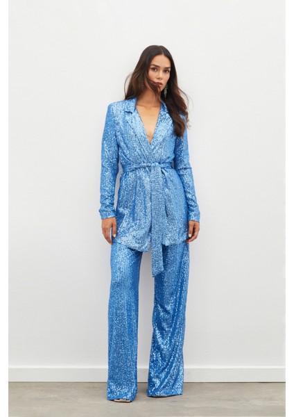 Kemerli Payet Pantolon - Indigo indirimleri