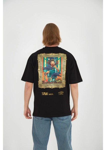Vincent Van Gogh Siyah Oversize T-Shirt