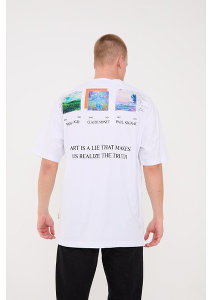 Vangogh&minac&signac Beyaz Nakışlı Oversize Unisex T-Shirt fiyatları