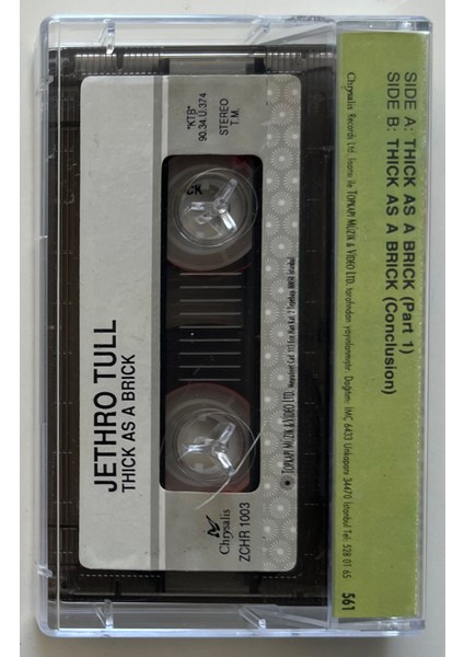 Jethro Tull Thick As A Brick Kaset (Orjnal Dönem Kağıt Baskı Kaset)