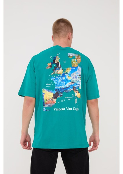 Vincent Van Gogh Haritası Yeşil Oversize T-Shirt fiyatları