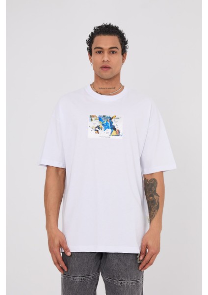 Vincent Van Gogh Haritası Beyaz Oversize T-Shirt modelleri