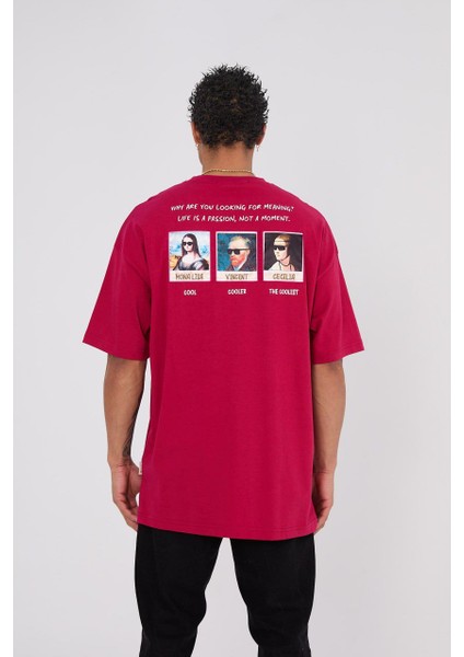 Vangogh-Monalisa-Chaplin Kırmızı Nakışlı Unisex T-Shirt fiyatları