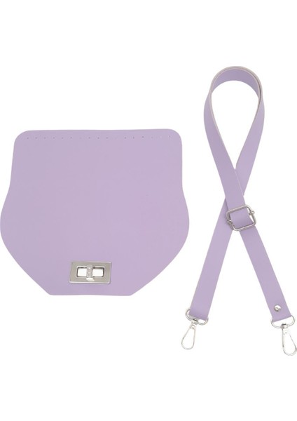 Suni Deri 21X19 cm Kapaklı ve Ayarlı Saplı Çanta Seti Lila Renk Gümüş Metalli