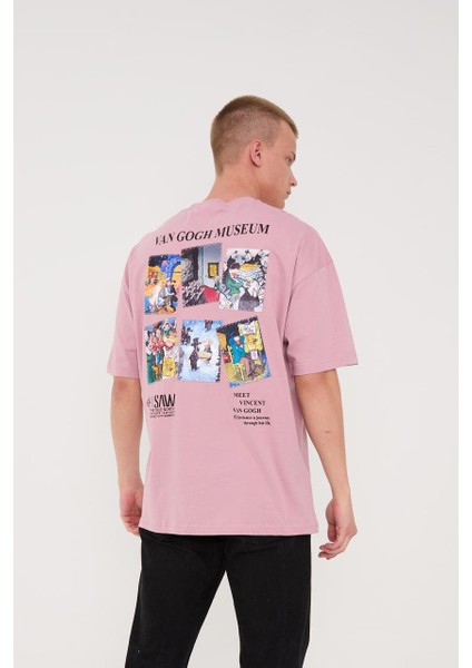 Vincent Van Gogh Açık Pembe Nakışlı Unisex T-