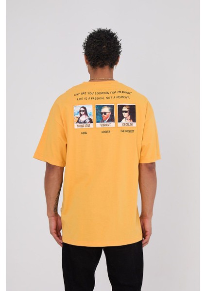 Vangogh-Monalisa-Chaplin Sarı Nakışlı Unisex T-Shirt fiyatları