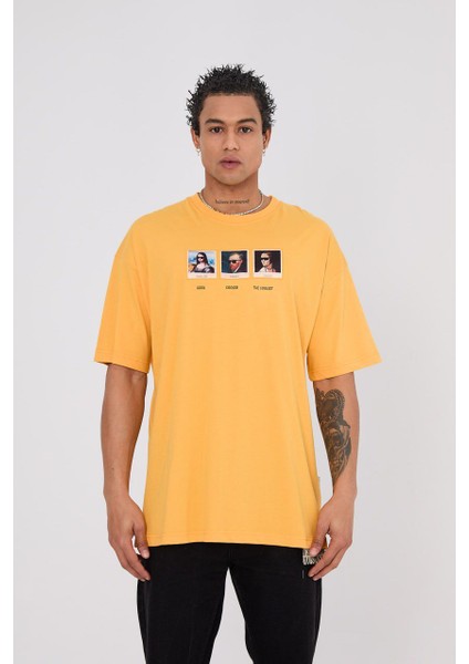 Vangogh-Monalisa-Chaplin Sarı Nakışlı Unisex T-Shirt modelleri