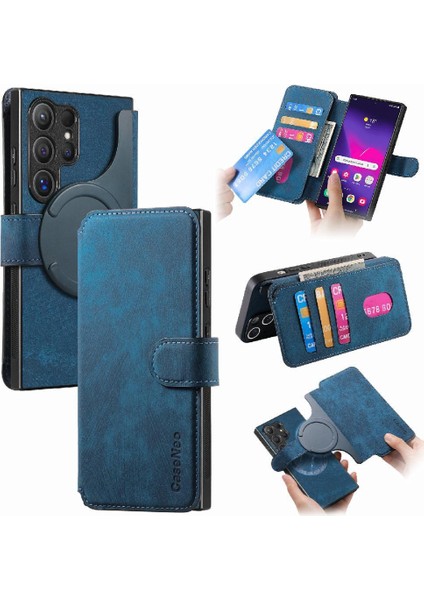 Samsung Galaxy S24 Ultra Cüzdan Mıknatıs Koruyucu Malzeme Için Flip Case (Yurt Dışından)