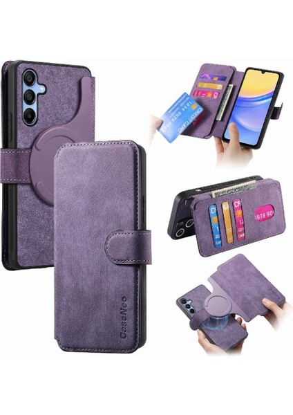 Samsung Galaxy A25 Retro Kart Standı Cüzdan Mıknatıs Koruyucu Için Flip Case (Yurt Dışından)