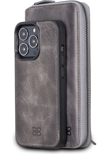 Apple iPhone 13 Pro Max Uyumlu Deri Zip Kılıf TN18EF