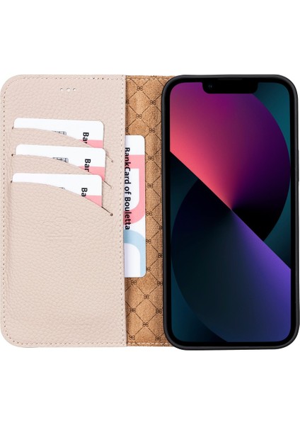 Apple iPhone 13 Pro Uyumlu Deri Cüzdanlı Kılıf Erc3 Bej modelleri