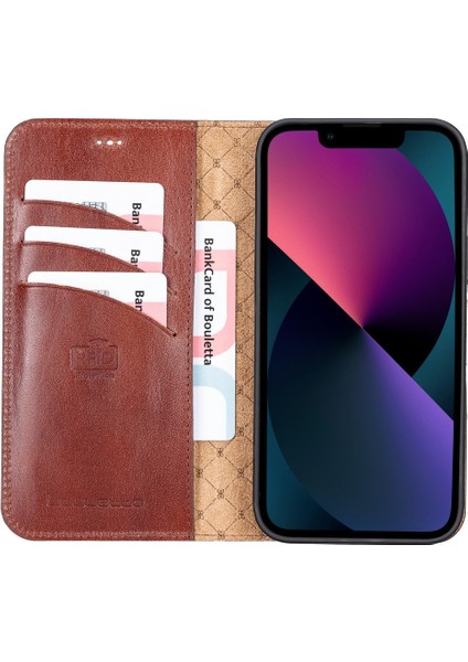Apple iPhone 13 Pro Uyumlu Deri Cüzdanlı Kılıf F2 Kahve modelleri