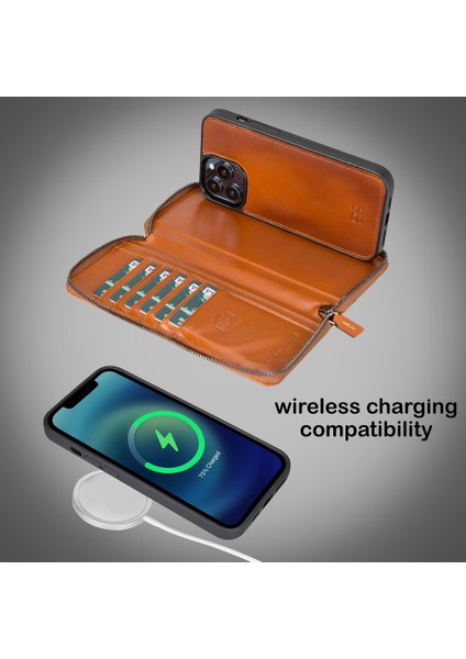 Apple iPhone 13 Pro Max Uyumlu Deri Zip Kılıf RST2EF