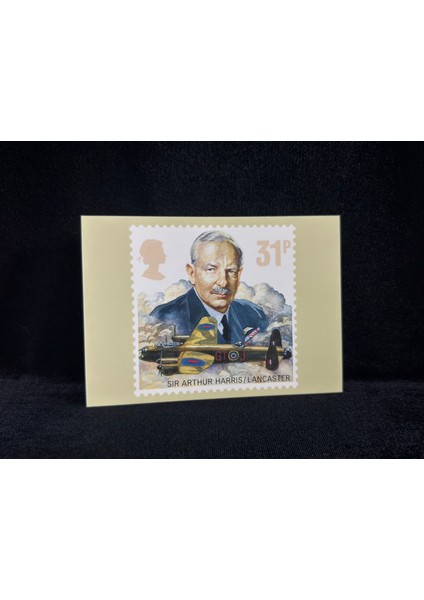 Ingiltere 1986 Ww2 Salmon Postcard Sir Arthur Harris Lancaster / Royal Air Force 2. Dünya Savaşı Savaş Uçağı Temalı Kartpostal