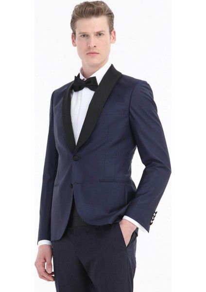 Saks Düz Fashion Slim Fit Kelebek Yaka Dokuma Smokin Takım Elbise fiyatları