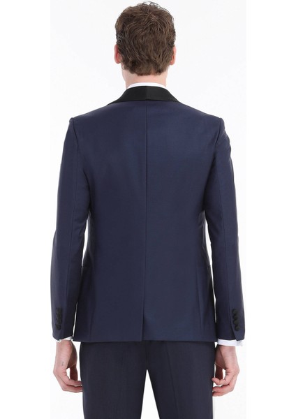 Saks Düz Fashion Slim Fit Kelebek Yaka Dokuma Smokin Takım Elbise indirimleri