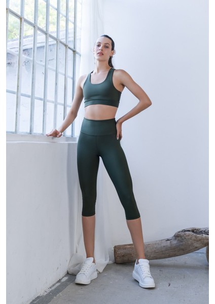 Dar Kesim Toparlayıcı Yüksek Bel Kapri Fitness Tayt indirimleri