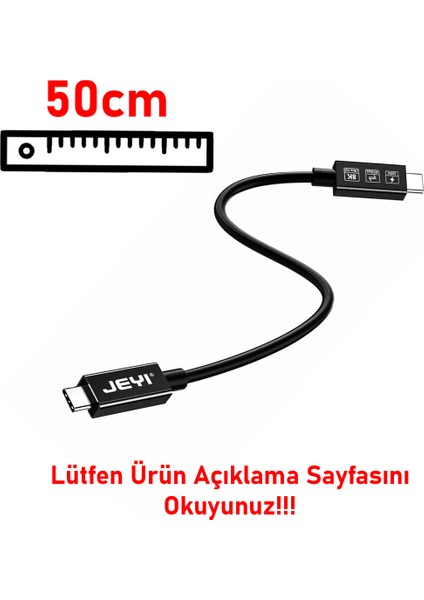 TB-050 Thunderbolt-4 40Gbps 8K@60Hz Görüntü PD 240W Data Veri Şarj Kablosu 50cm