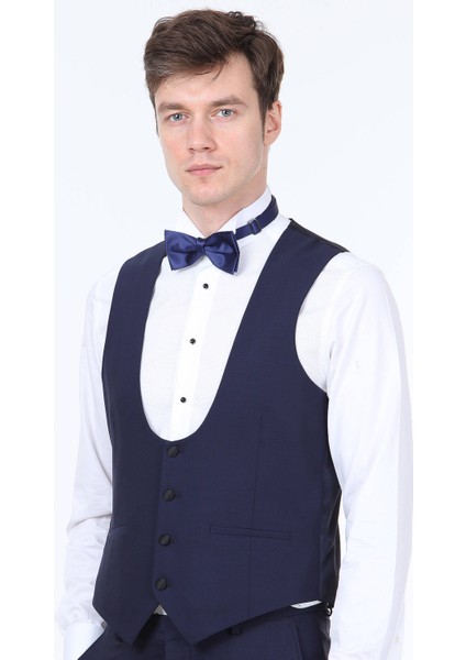 Saks Slim Fit Kelebek Yaka Klasik Yelek