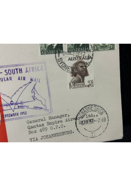1952 Qantas Australia And South Africa First Air Mail Flight Cover Avustralya Ilk Uçuş Özel Gün Damgalı fırsatları