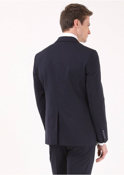 Lacivert Düz Modern Fit %100 Yün Takım Elbise fırsatları