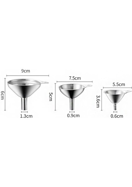 Çelik 5,5 cm 7,5 cm 9 cm 3 Adet Yağ Meşrubat Şarap Meyve Suyu Hunisi CIN710 indirimleri