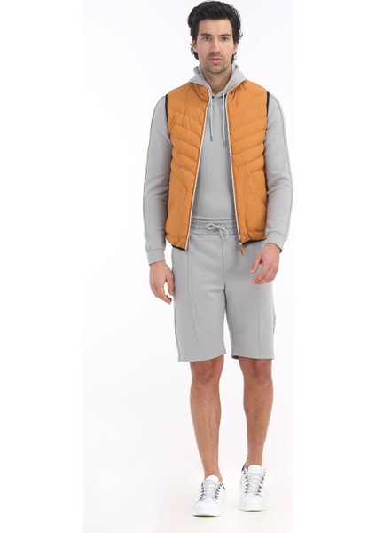 Turuncu Regular Fit Dik Yaka Casual Dokuma Spor Yelek